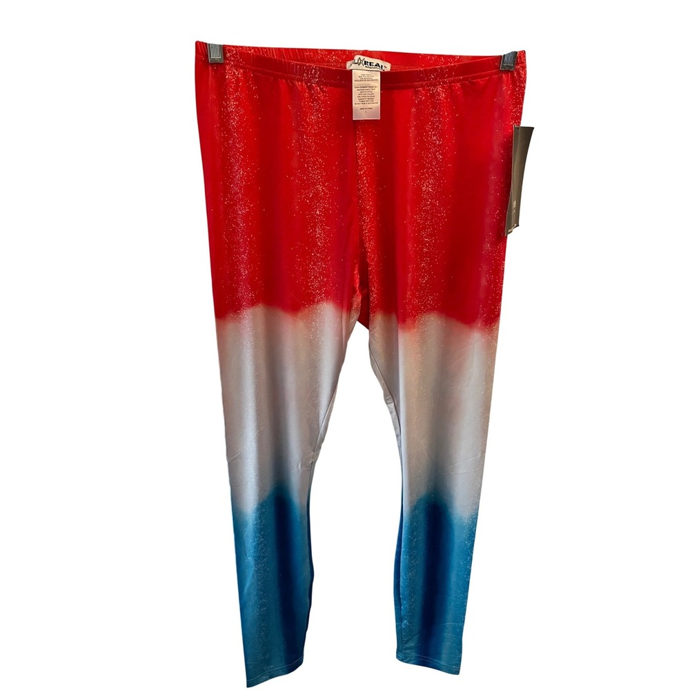 Faux Real Red White Blue Ombre Leggings Women's Size‎ L